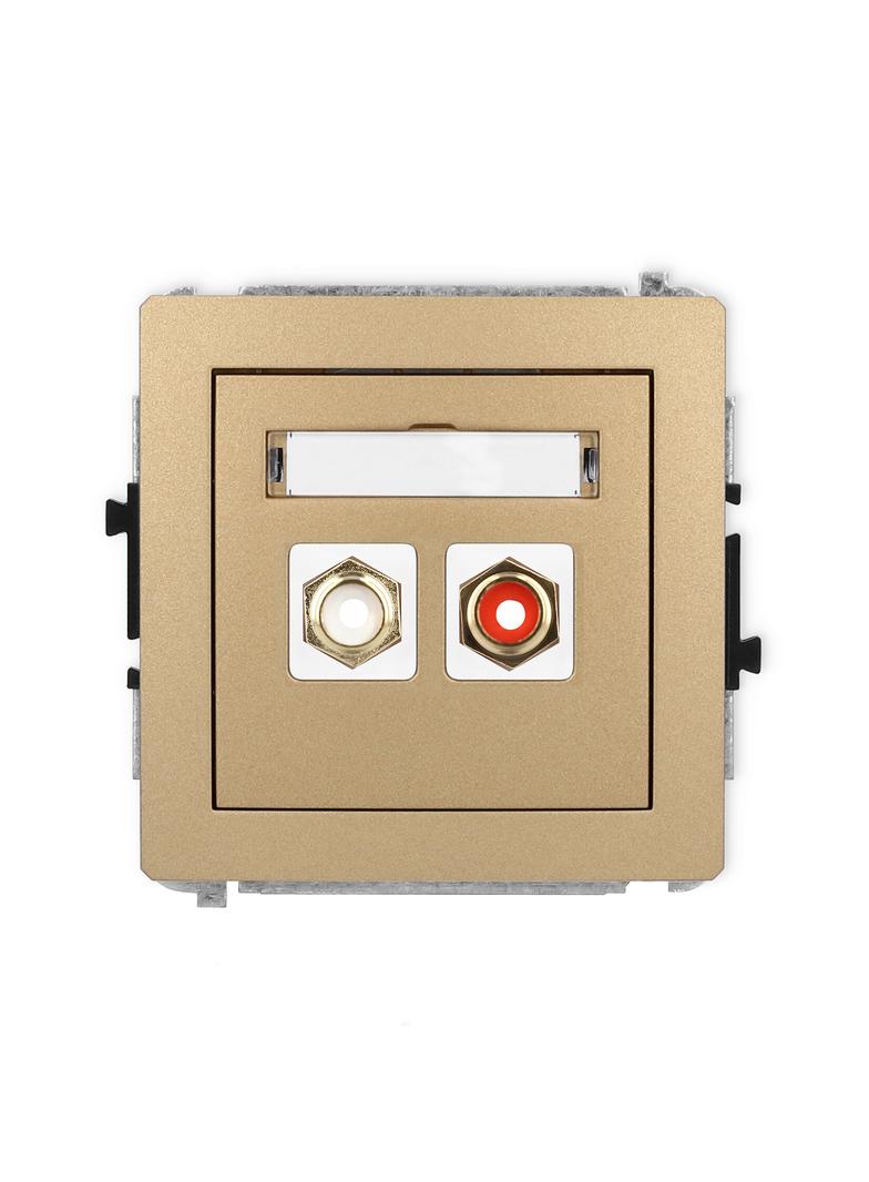 DECO Mechanizm gniazda podwójnego RCA (typu cinch - biały i czerwony, pozłacany) złoty metalik