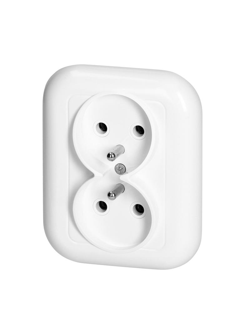 Gniazdo podwójne podtynkowe 2x2p+Z 16A, 250V, FAN, biały