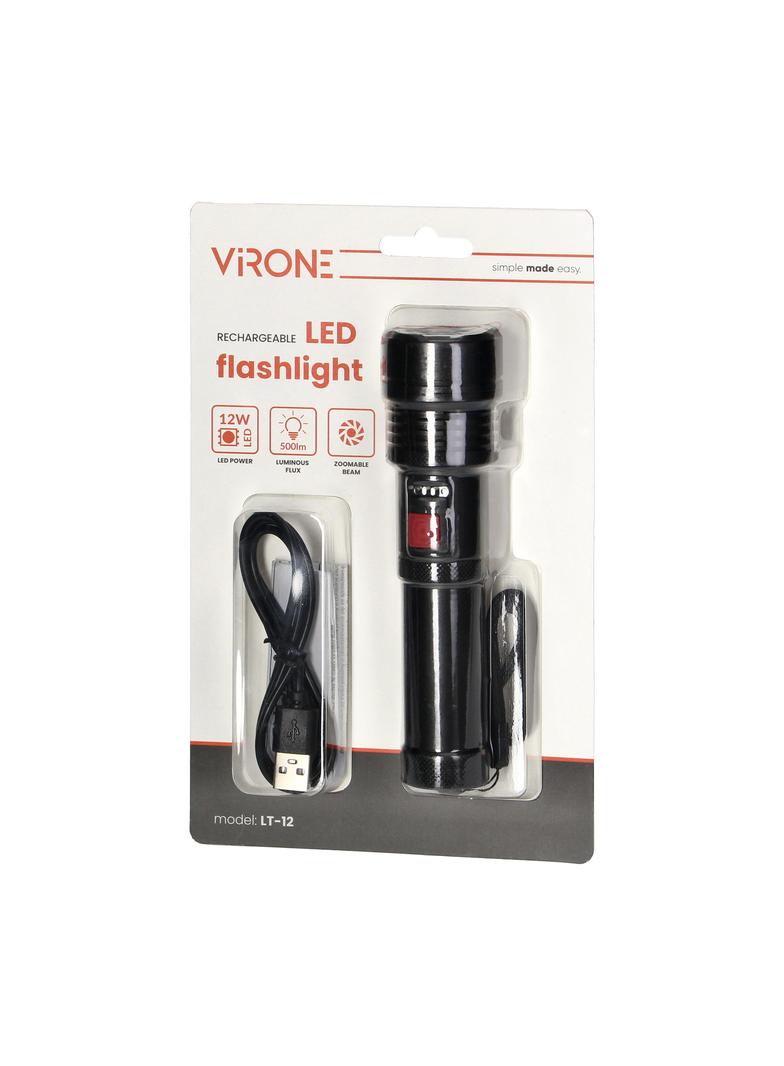 Latarka LED COB 12W z zoomem i akumulatorem 2200 mAh