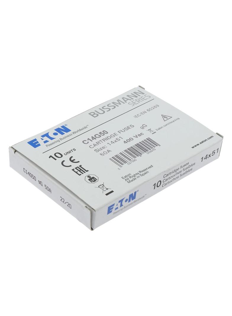CYLINDRICAL FUSE 14 x 51 50A GG 400V AC Wkładka cylindryczna 14 x 51mm 50A GG 400V AC C14G50 EATON