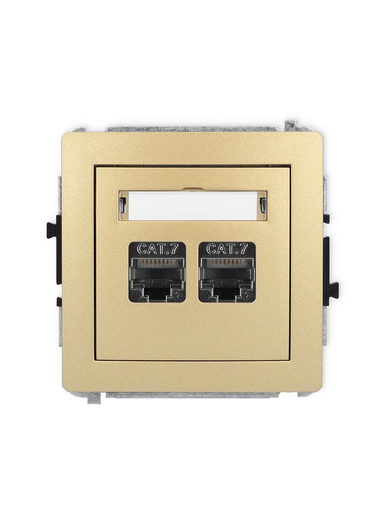 DECO Mechanizm gniazda komputerowego podwójnego 2xRJ45, kat. 7, ekranowany, 8-stykowy złoty