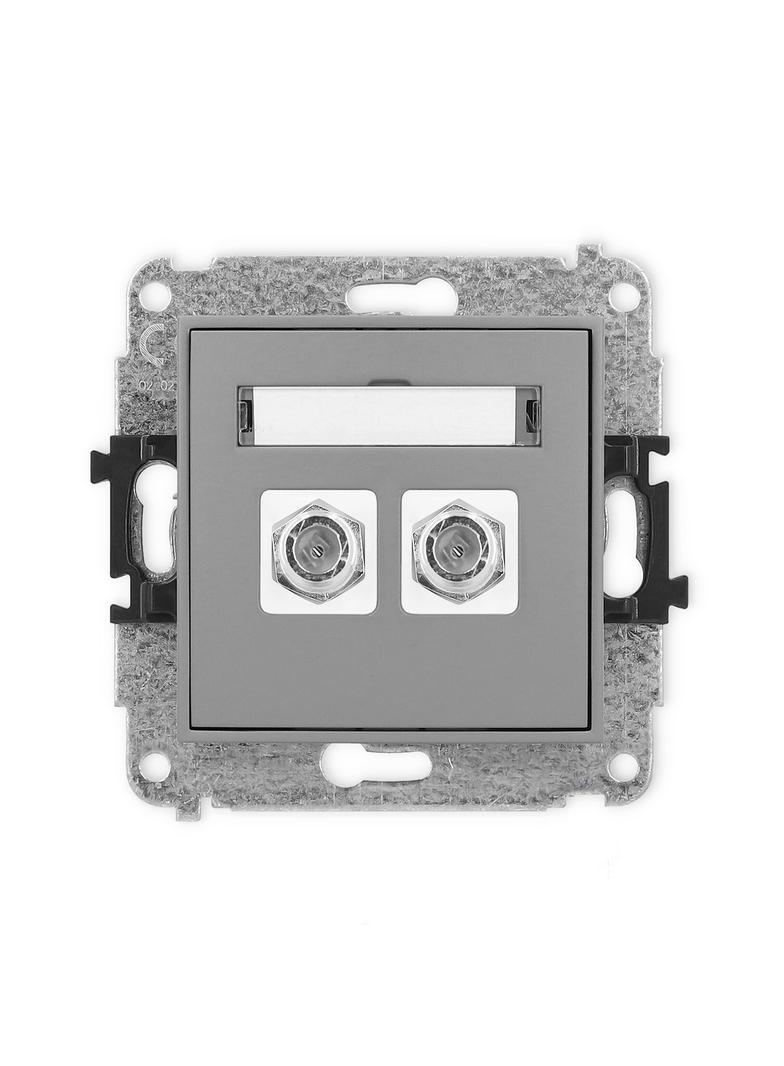 ICON Mechanizm gniazda antenowego podwójnego typu F (SAT) niklowany szary mat