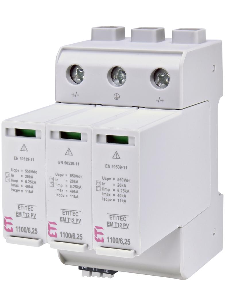 Ogranicznik przepięć T1 T2 (B C) - do systemów PV TEC EM T12 PV 1100/6,25 Y RC 002440581 ETI