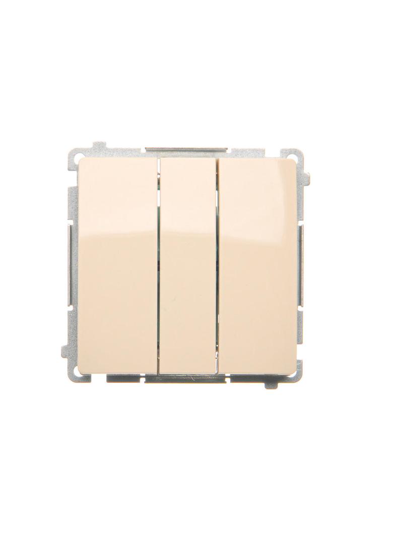 Simon Basic Przycisk potrójny 10A 250V szybkozłączka beż BMP31.01/12 KONTAKT