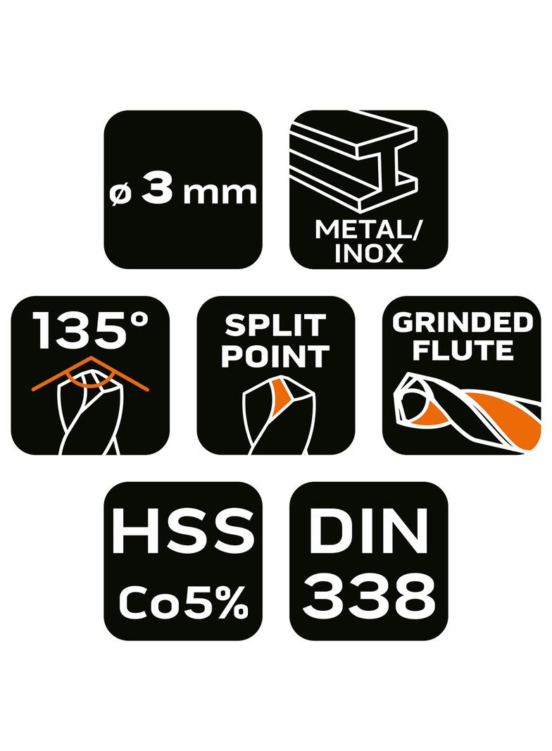 Wiertło do metalu HSS-Co 3,0mm GRAPHITE 57H020 GTX 57-020 GTX Poland