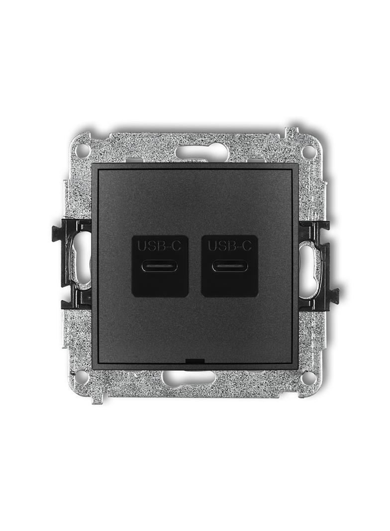 ICON Ładowarka USB podwójna 2xUSB C, 20W max., bez pola opisowego grafitowy 11ICUSBBO-7 KARLIK