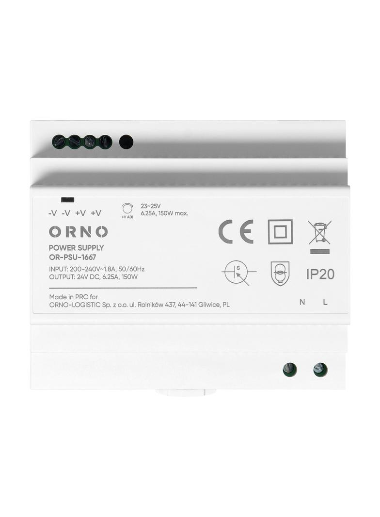 Zasilacz na szyne DIN 24VDC 6.25A 150W 6 modułów OR-PSU-1667 ORNO