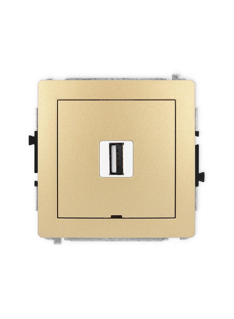 DECO Mechanizm gniazda pojedynczego USB A-A 2.0, bez pola opisowego złoty