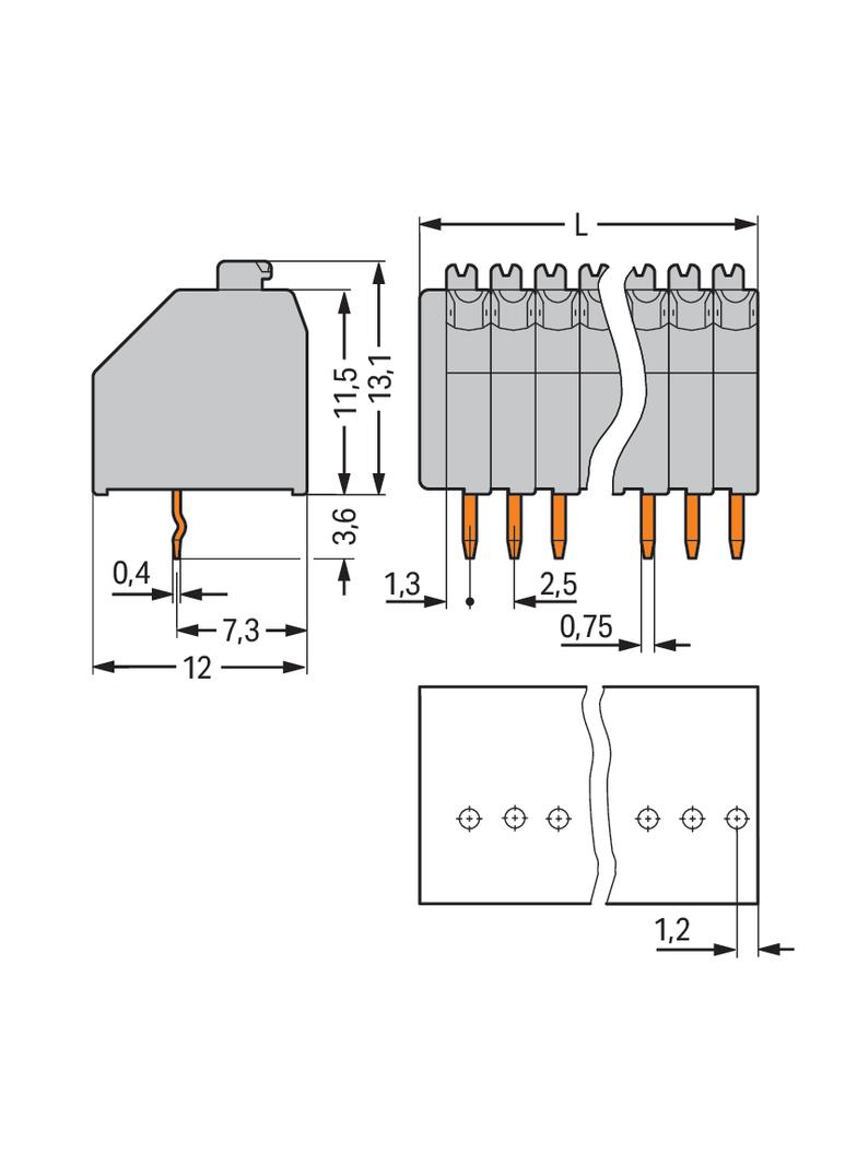 listwa zaciskowa 16-biegunowa raster 2,5 mm