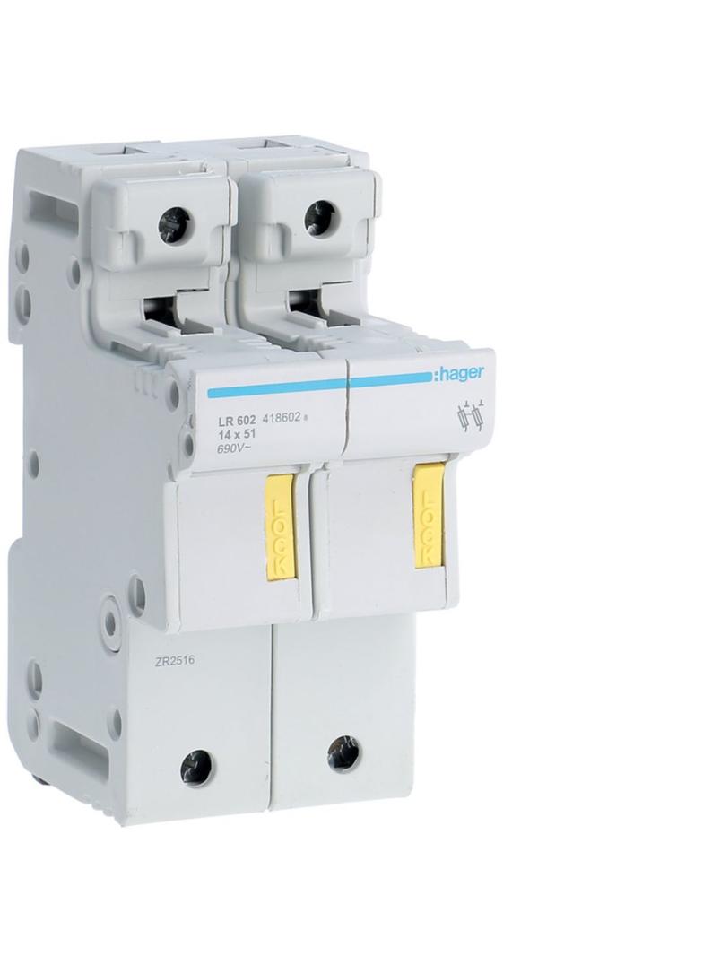 Rozłącznik bezpiecznikowy cylindryczny 2P 14x51mm LR602 HAGER