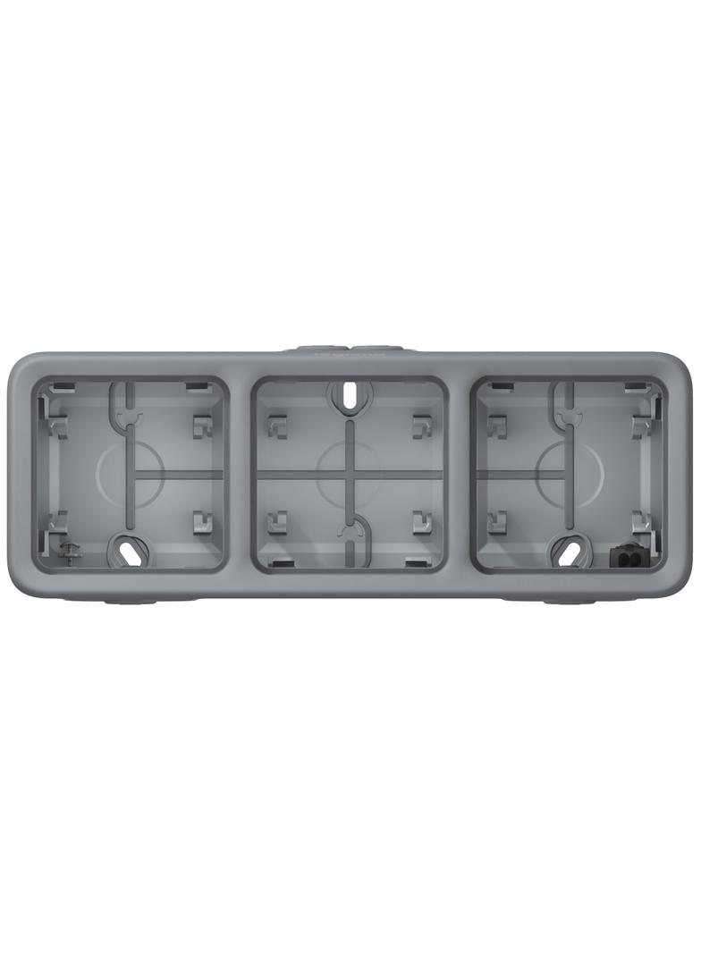 PLEXO55 PUSZKA NATYKOWA POTRÓJNA POZIOMA SZARA 1WE/2WY, Legrand