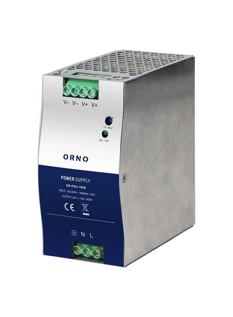 Zasilacz przemysłowy na szynę DIN 24VDC 10A 240W obudowa metalowa OR-PSU-1658 ORNO