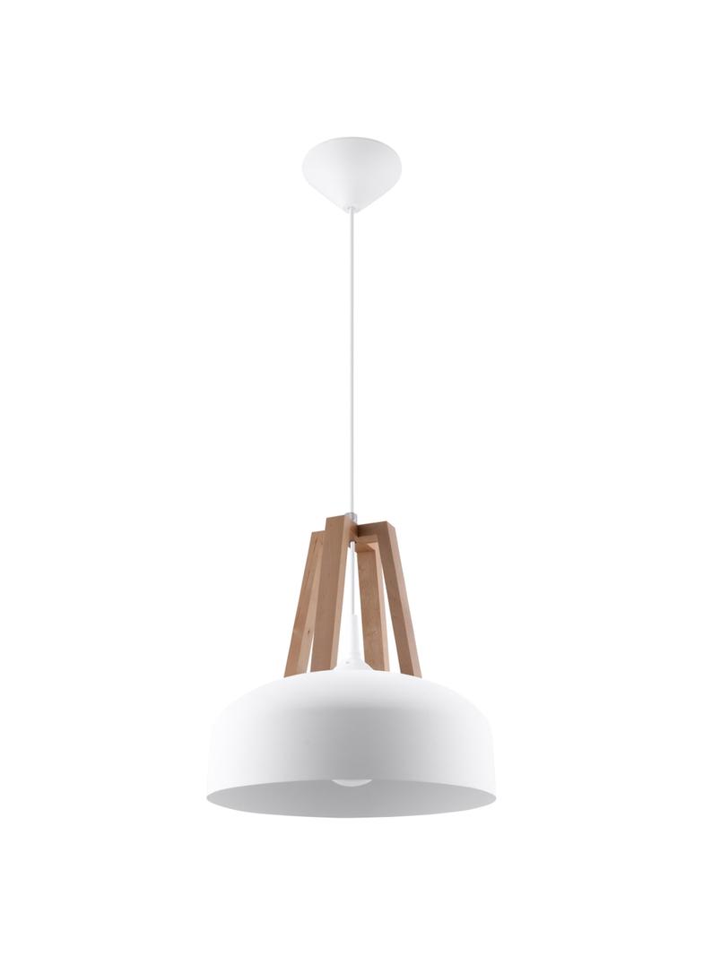 Lampa wisząca CASCO biała/naturalne drewno