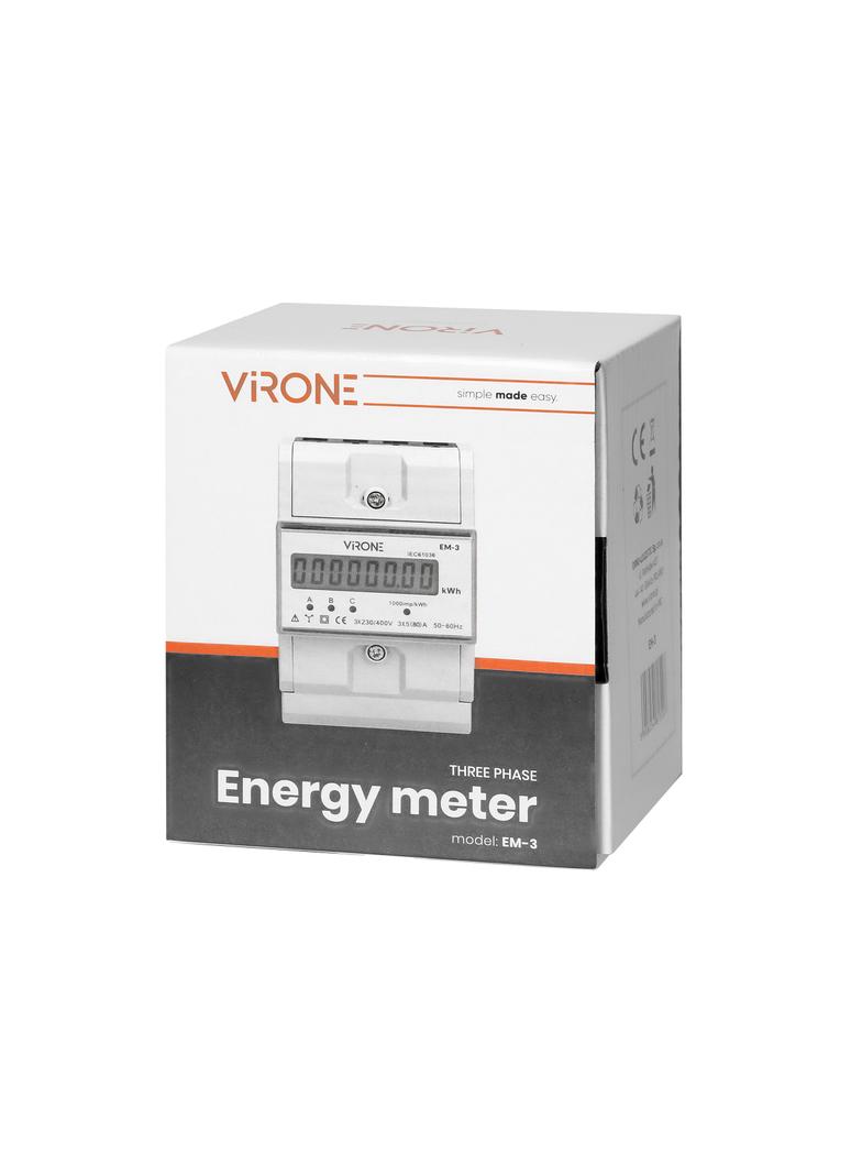 3-fazowy wskaźnik zużycia energii elektrycznej 80A 3 moduły DIN TH-35mm EM-3 ORNO
