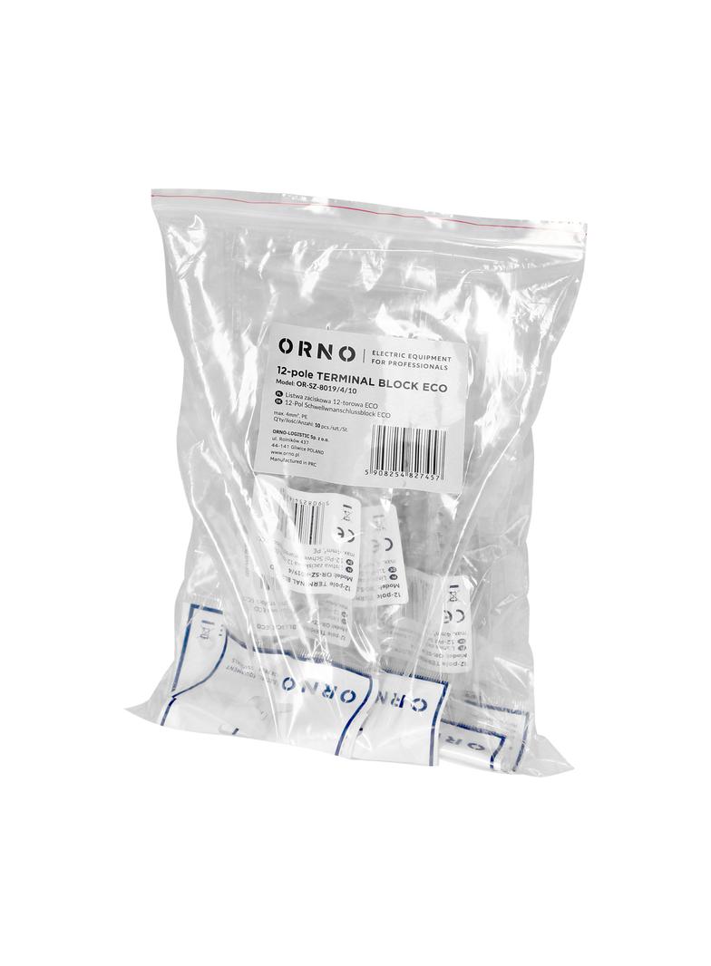 Listwa zaciskowa 12-torowa ECO max.4mm2,PE 10 szt. OR-SZ-8019/4/10 ORNO