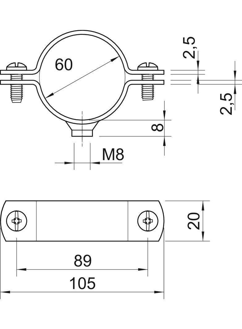 2900/W, ŚRUBOWA OBEJMA DYSTANS.2"