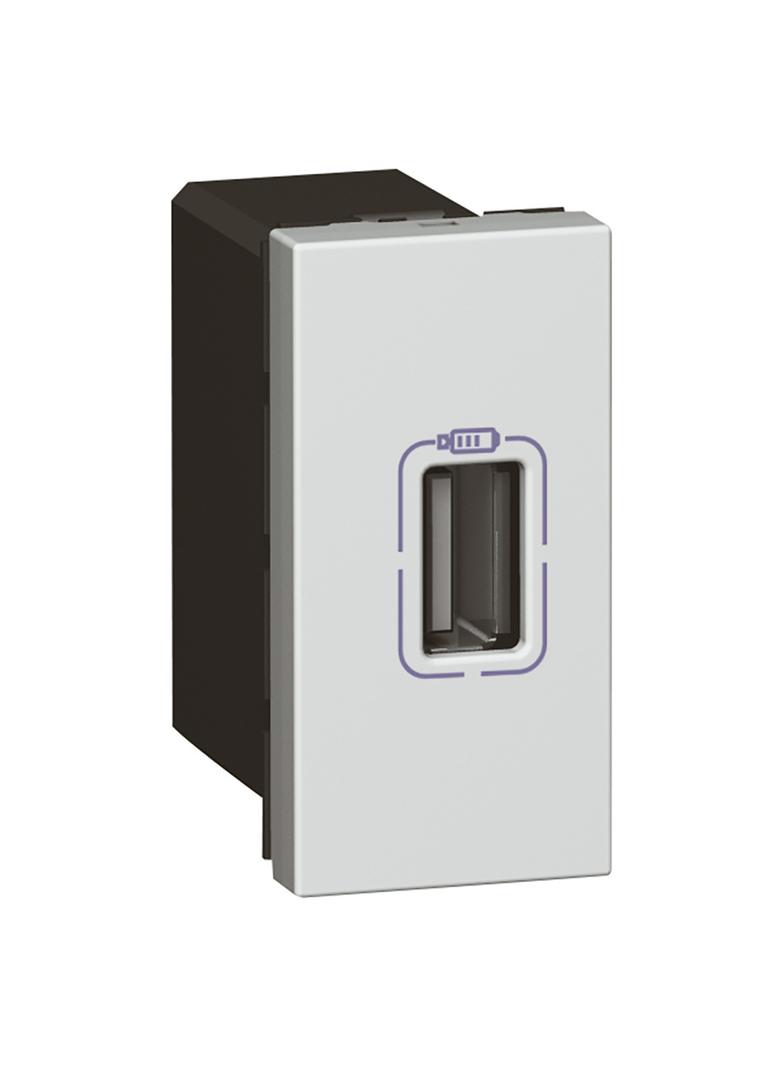 MOSAIC GNIAZDO ZASILAJĄCE 1 X USB 5 V 750 MA - ALUMINIUM, Legrand