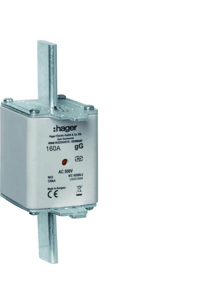Wkładka bezp. nożowa NH3C wsk.podw. uchwyt nieiz. gG 160A 500VAC LNH3160M HAGER