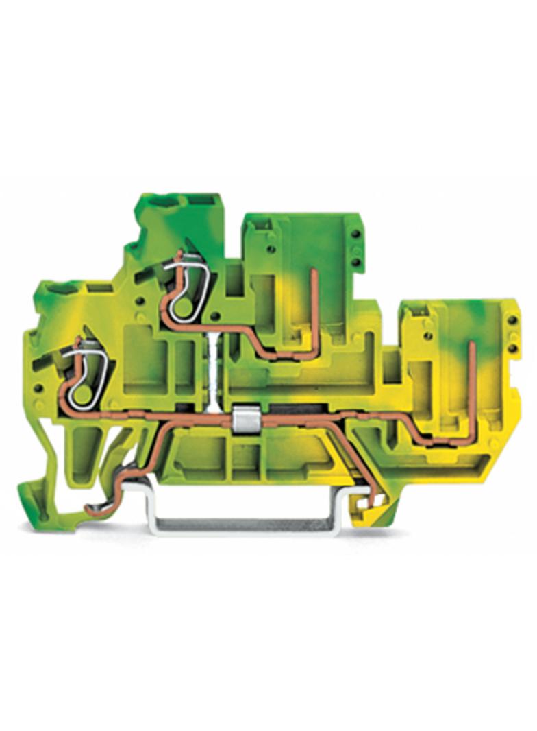 X-COM dwupiętrowa złączka bazowa 2-przewodowa/2-pinowa zółto-zielona