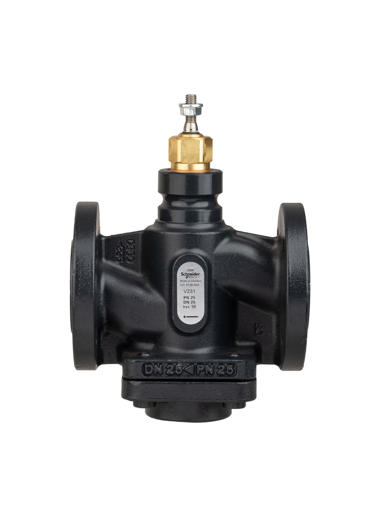V231, zawór regulacyjny, 2-drogowy, DN25, kvs 10, przyłącze kołnierzowe, medium -20…150°C, PN25