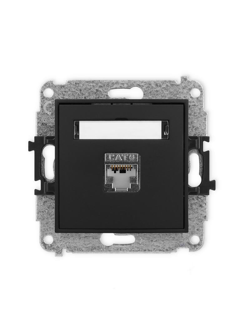 ICON Mechanizm gniazda komputerowego pojedynczego 1xRJ45, kat. 6, ekranowany, 8-stykowy czarny mat