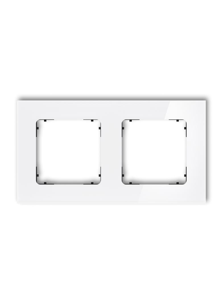ICON Ramka uniwersalna podwójna kwadratowa - efekt szkła (ramka: biała; spód: czarny) biały