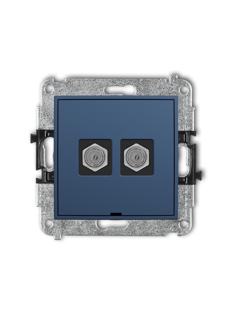 ICON Mechanizm gniazda antenowego podwójnego typu F (SAT) niklowany, bez pola opisowego navy blue