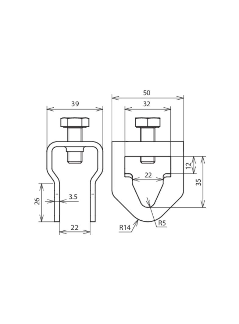 Zacisk krawędziowy do uziomów fi 20 mm, stal nierdzewna NIRO