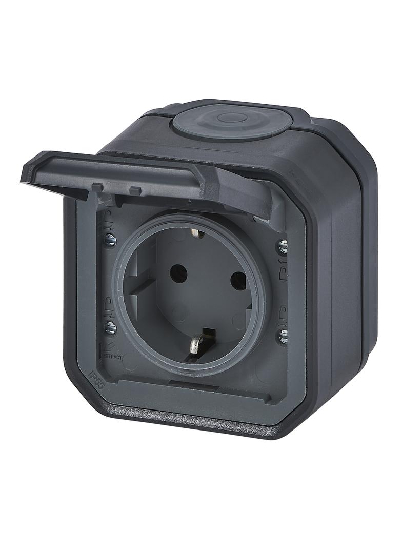 NOWE PLEXO - GN. SCHUKO 2P+Z ZACISKI AUTO KOMPLET NATYNKOWY 16 A-250V ANTRACYT 069799L LEGRAND