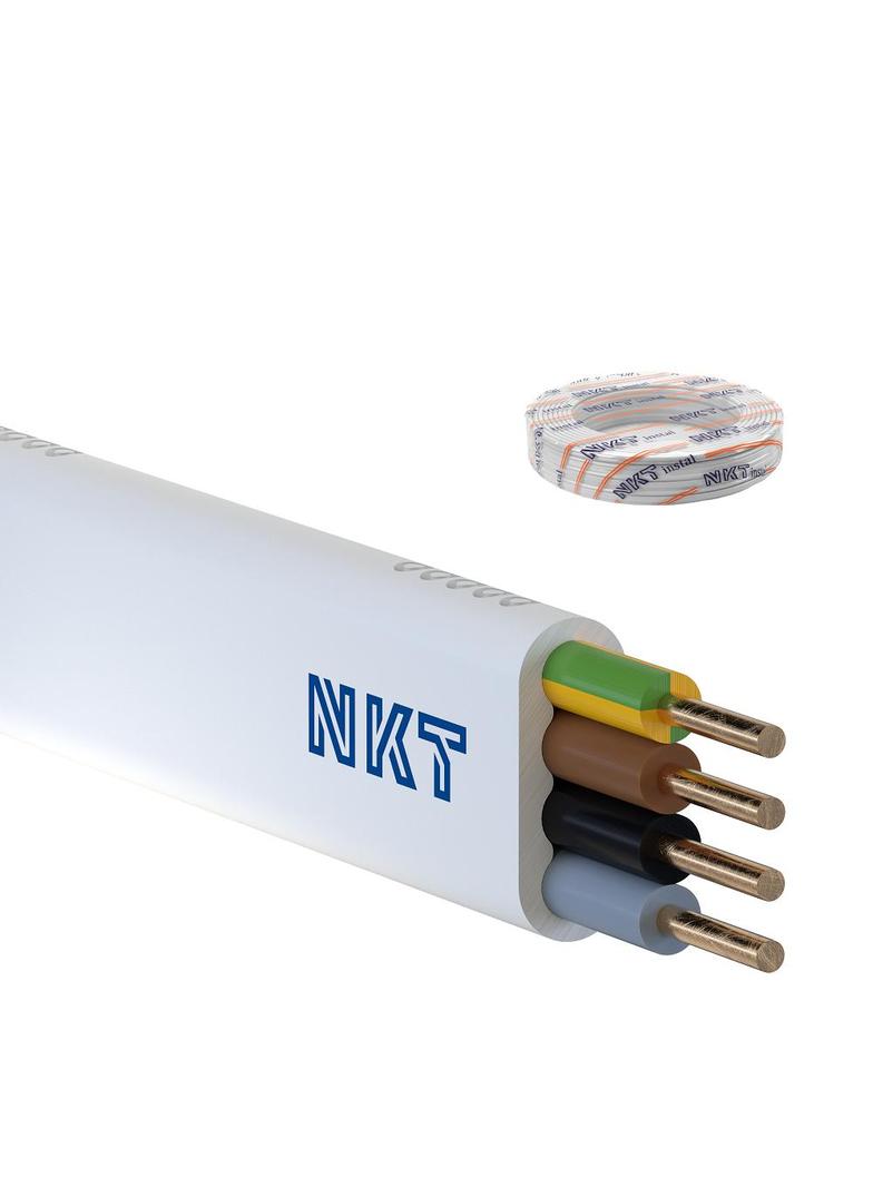Przewód instalacyjny NKT instal YDYp 4x2,5mm2 biały płaski /100m/ NKT