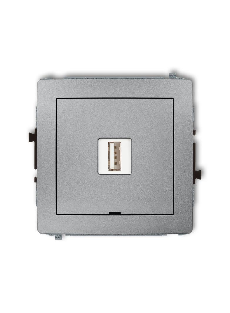 DECO Mechanizm ładowarki USB pojedynczej USB A, 10W max., 5V, 2A, bez pola opisowego srebrny metalik