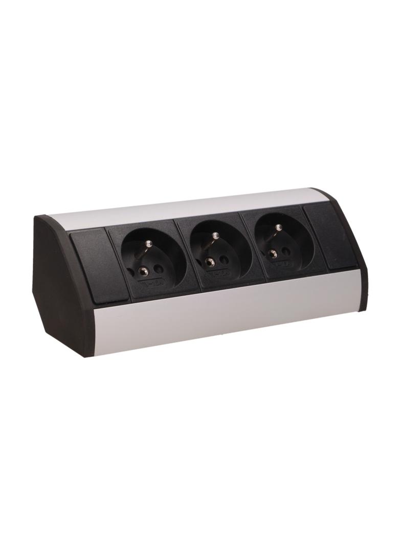 Gniazdo meblowe 3x2P+Z, czarno-srebrne OR-GM-9001/B-G ORNO