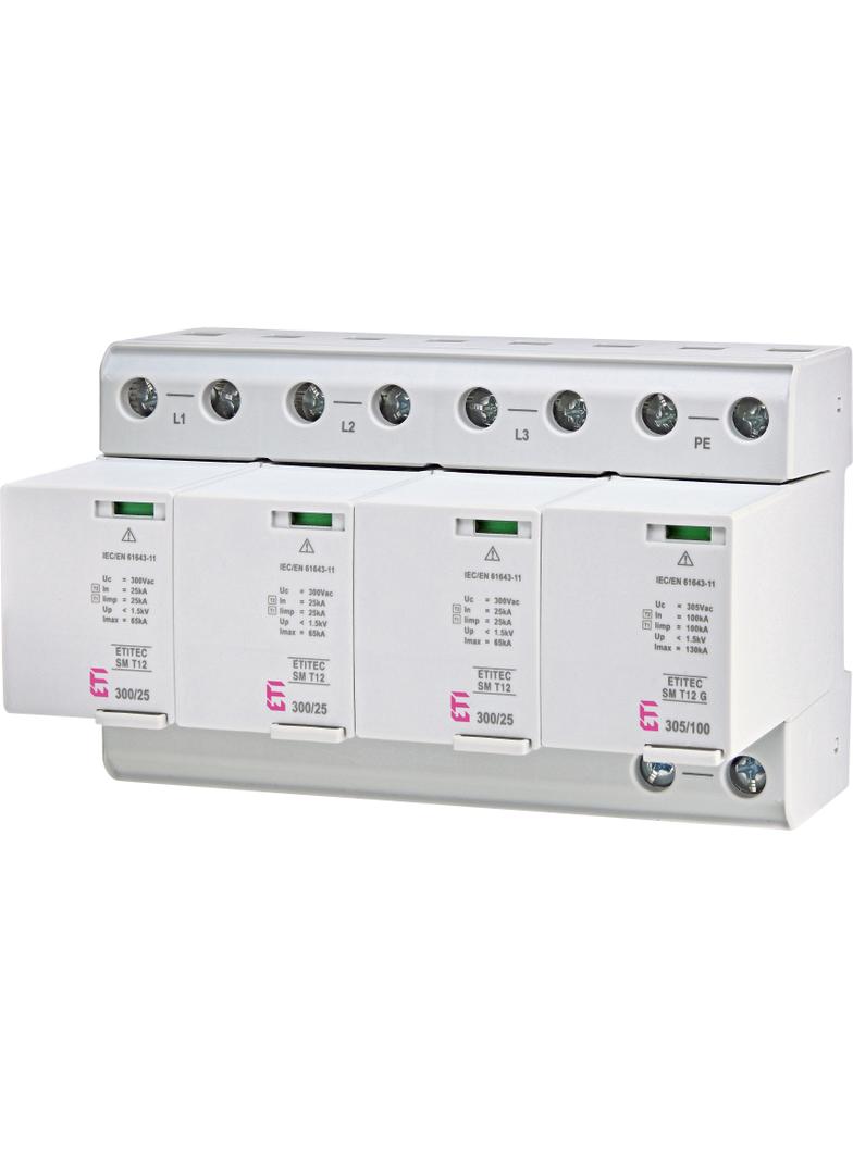 ETITEC SM T12 300/25 3+1 Ogranicznik przepięć Typ1,T2 (kl.B,C) - bez prądu upływu