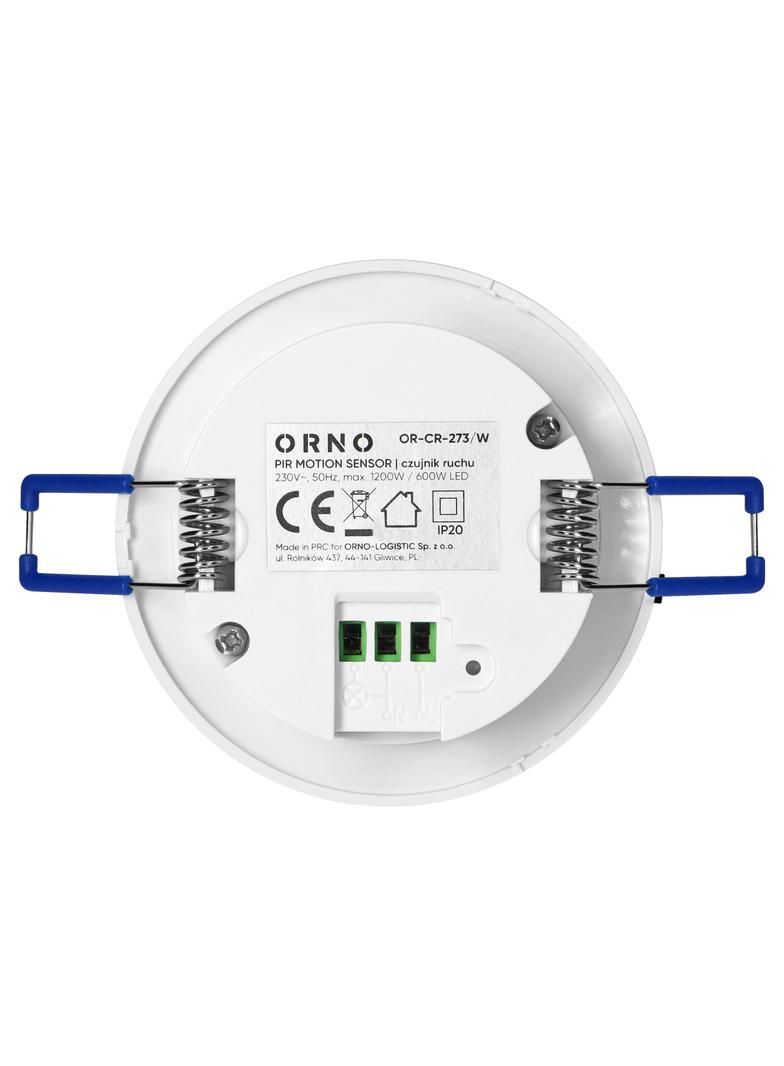Czujnik ruchu 360° IP20 1200W zasięg max. 8m biały ORNO