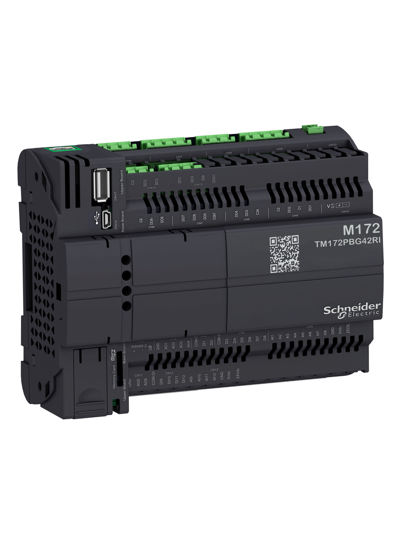 Modicon M172, Sterownik PLC HVAC, 12 DI, 12 AI, 12 DO, 6 AO, Ethernet, CAN, RS485, USB mini A/B, µSD
