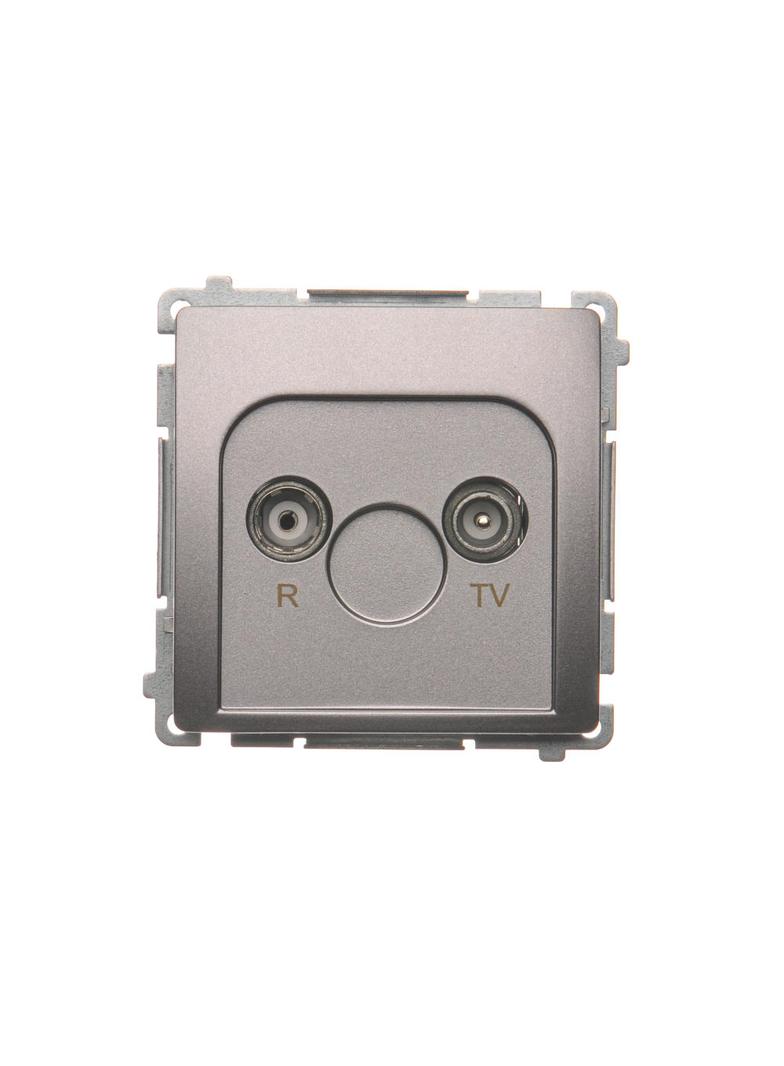 Simon Basic Gniazdo antenowe R-TV przelotowe 10 dB 1x wejście: 5–862 MHz stal inox BMZAP10/1.01/21 KONTAKT