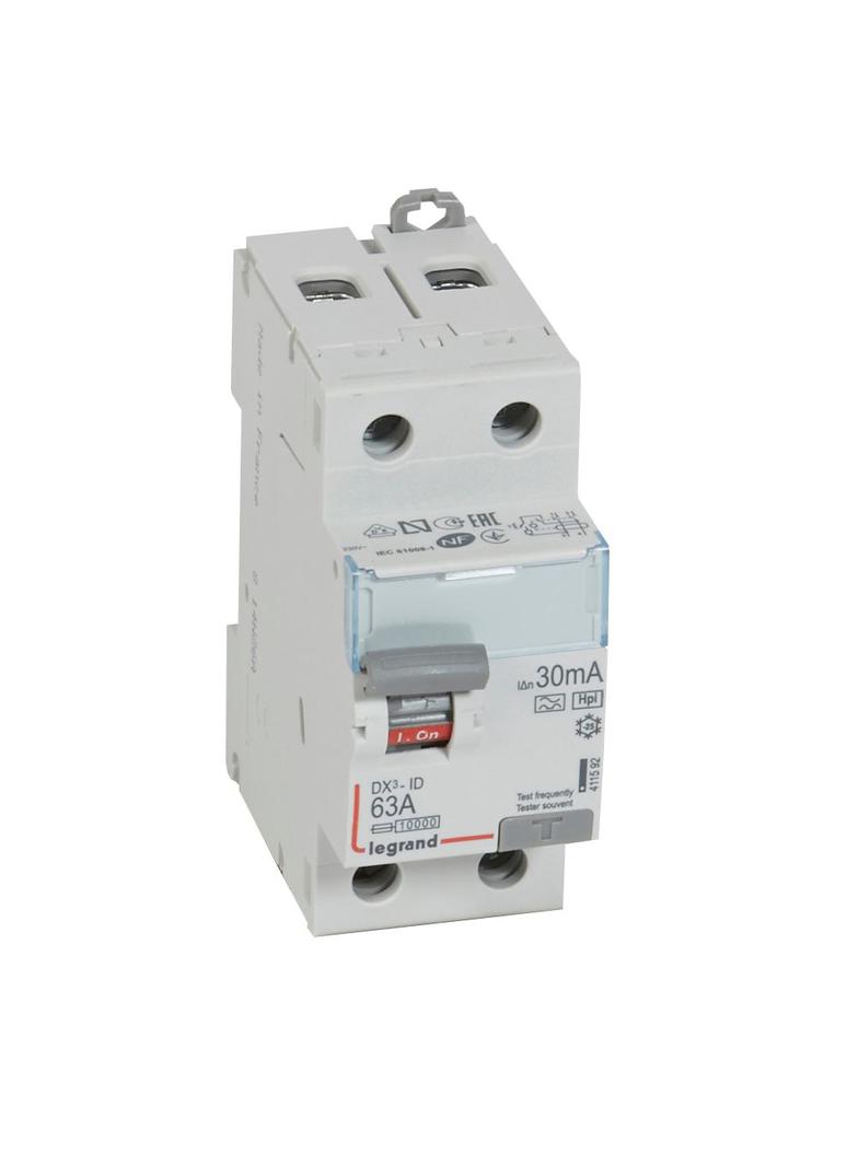 WYŁĄCZNIK RÓŻNICOWOPRĄDOWY P 302 2P 63A 30MA TYP F (HPI) SERII DX3, Legrand