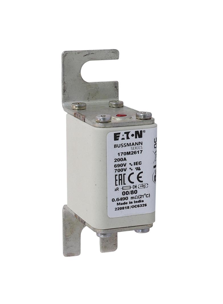 200A 690V aR 00/80 SQ. BODY IND. FUSE Wkładka szybka 200A AC 690V DIN 00 30x51x100 mm aR, 170M2617 E