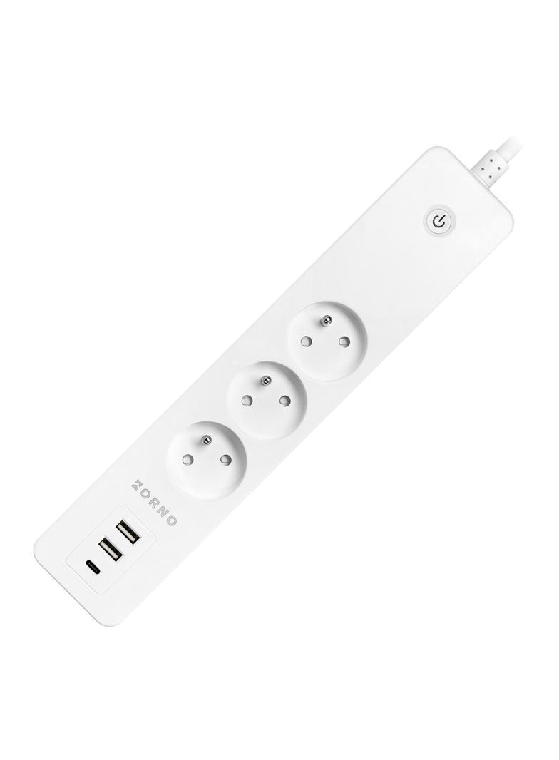 Przedłużacz z 3 gniazdami z uziemieniem i wyłącznikiem 2xUSB Tuya Smart Wi-Fi biały