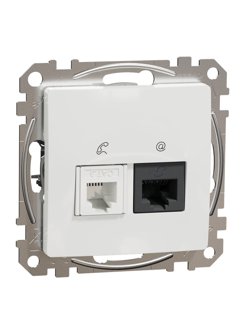 Sedna Design & Elements, gniazdo komputerowo-telefoniczne (RJ45 kat.6 UTP + RJ11), białe