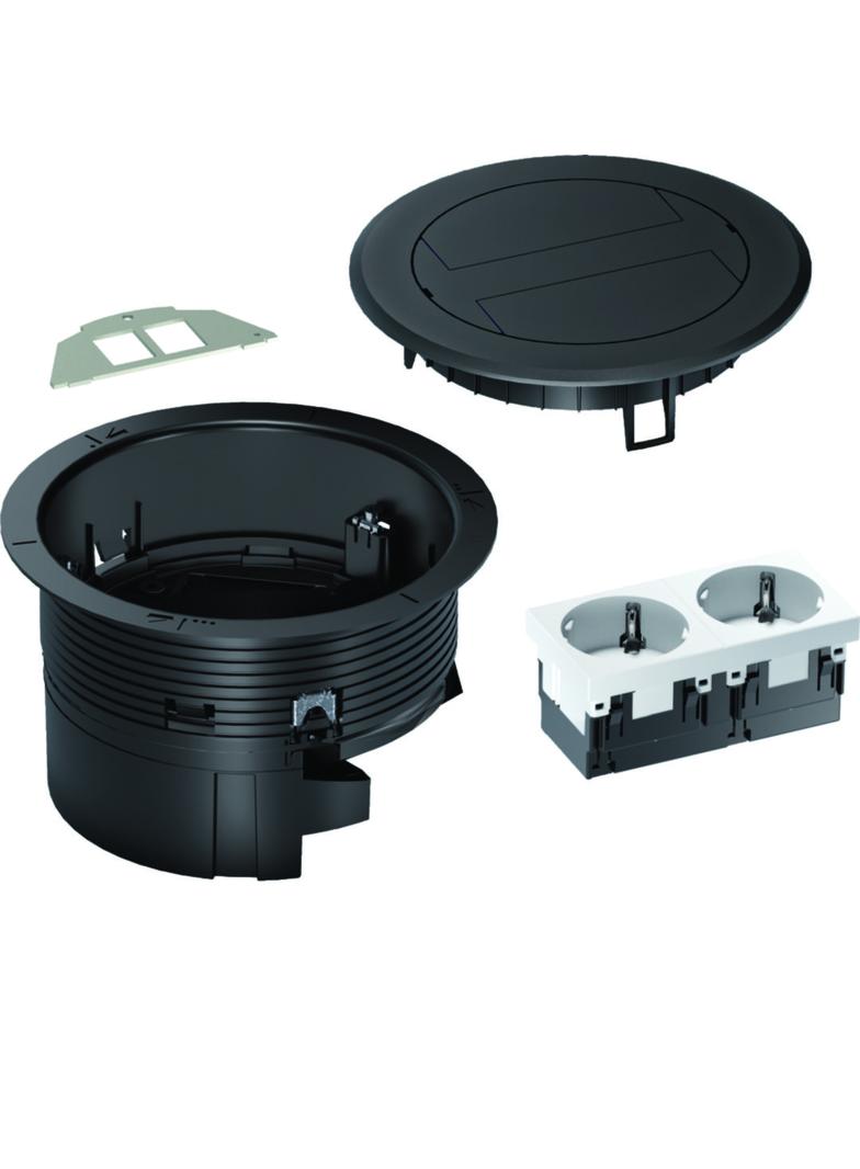 tehalit.VE-EE Zestaw pokrywa+puszka R02 2xM45 schuko pł Keyst Typ1 tworzywo cz