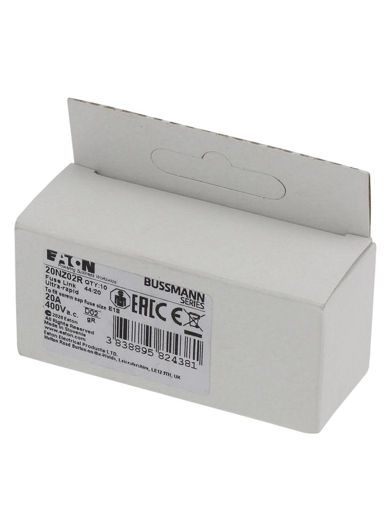 FUSE-D02 20A GR 400VAC E18 Wkładka D02 20A GR 400VAC E18 20NZ02R EATON