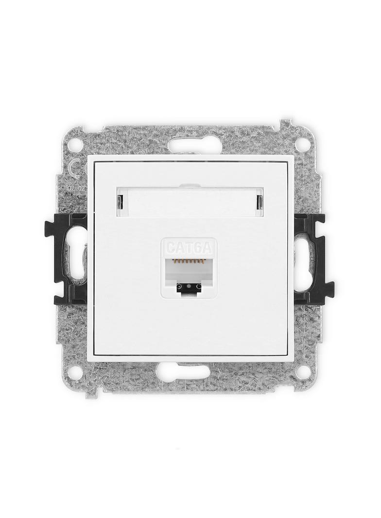 MINI Mechanizm gniazda komputerowego pojedynczego 1xRJ45, kat. 6A, 8-stykowy biały