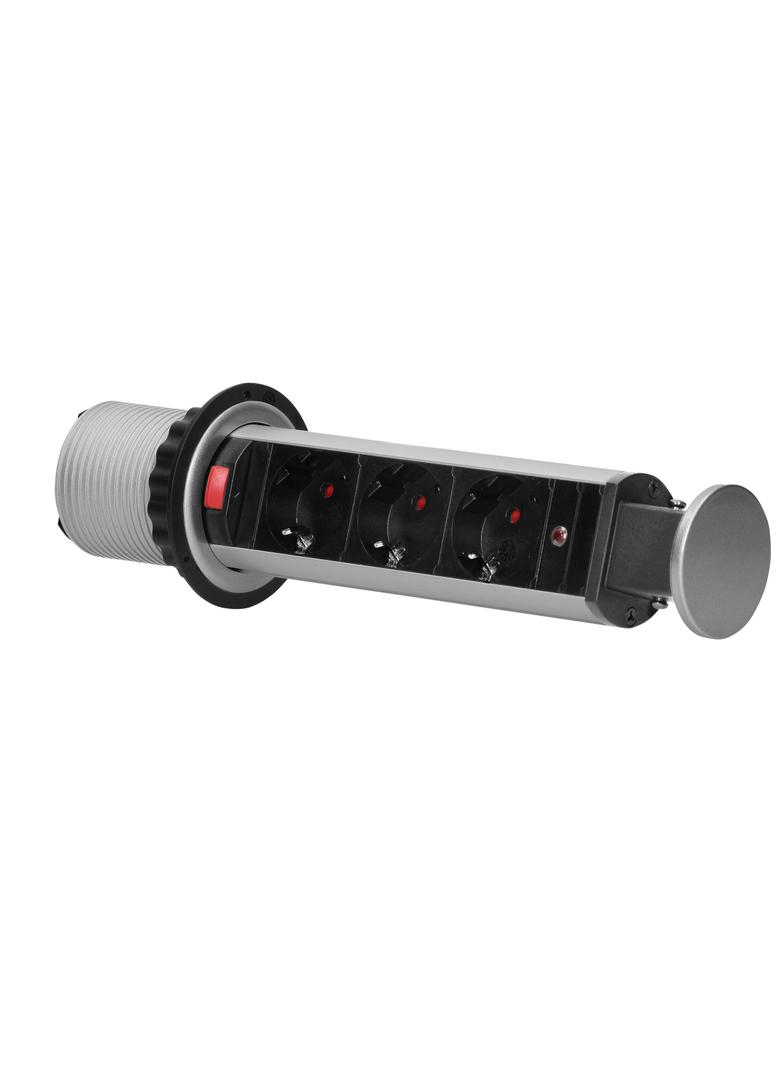 Gniazdo meblowe O6cm wysuwane z blatu z blokadą i przewodem 1,8m, 3x2P+Z (Schuko) OR-AE-1347(GS) ORNO