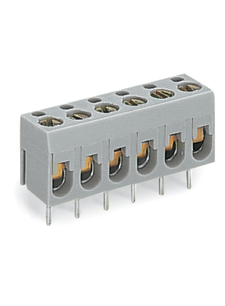 złączka śrubowa do pł. drukowanych 6-torowa szara raster 5 mm