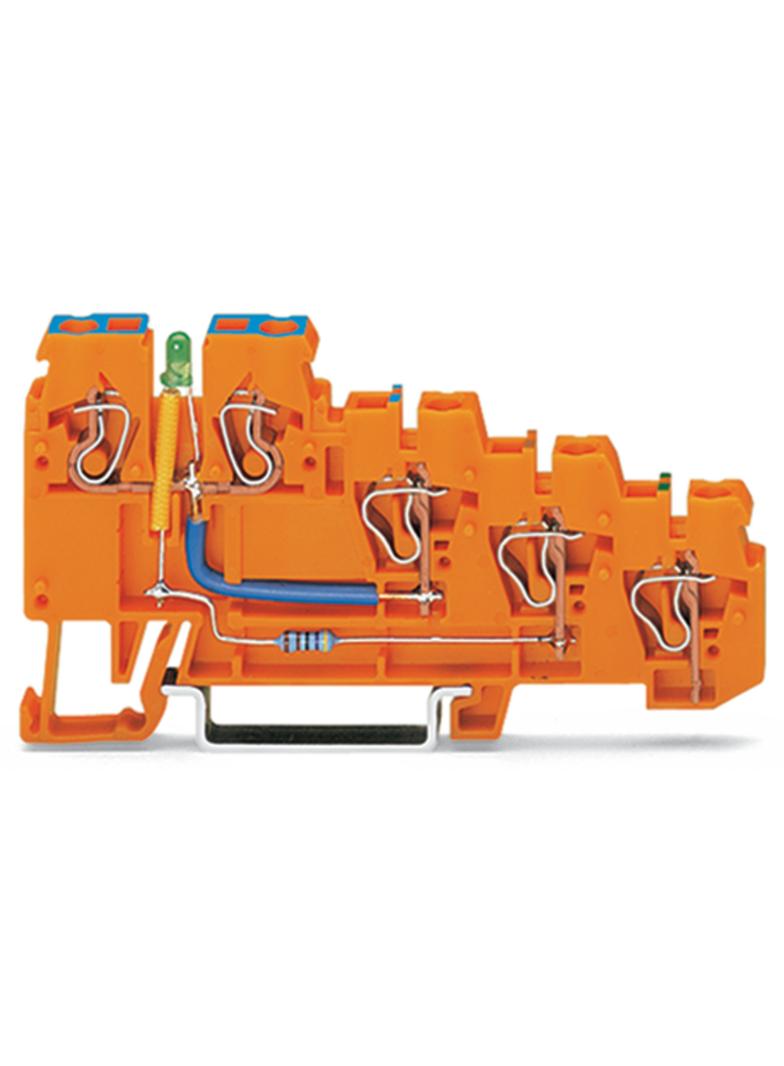 4-przewodowa złączka do czujników zasilająca z LED pomarańczowa