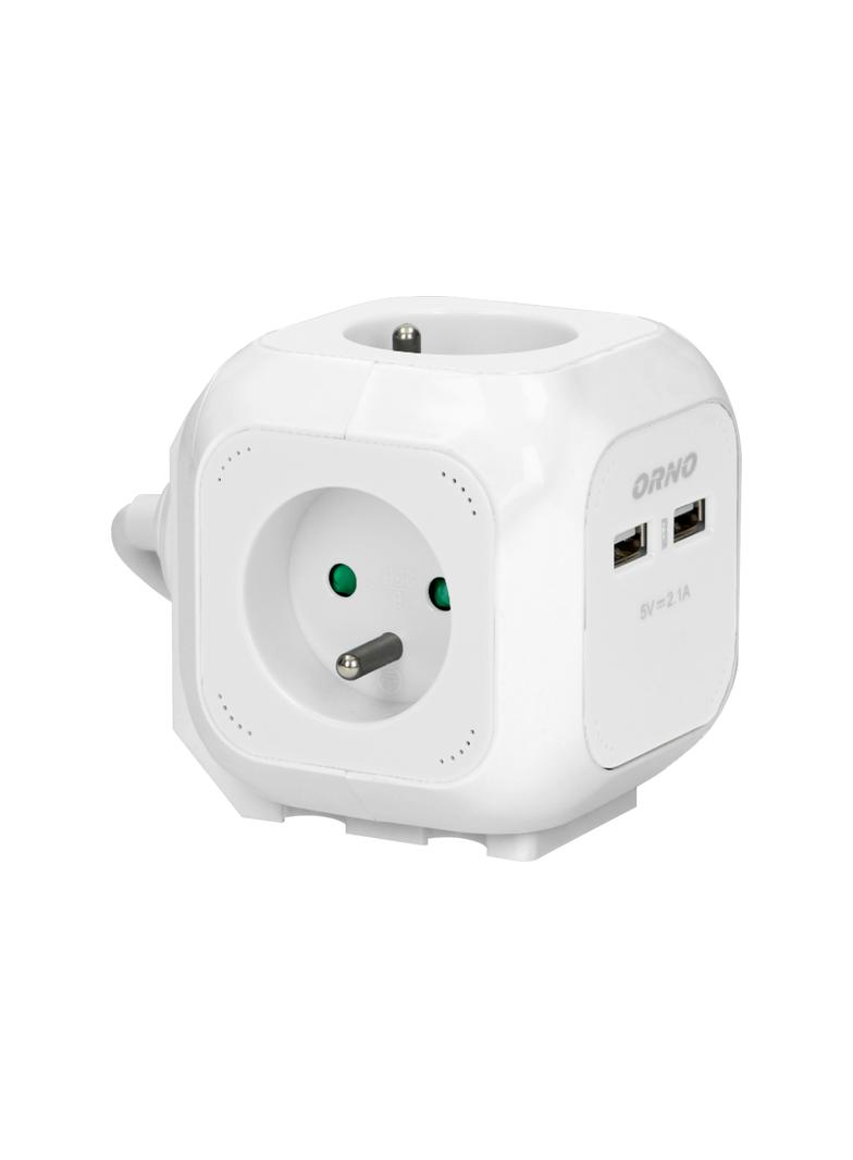 Przedłużacz Kostka 4x2P+Z 2xUSB H05VV-F 3x1mm2 1,4m biały OR-AE-13144/W ORNO