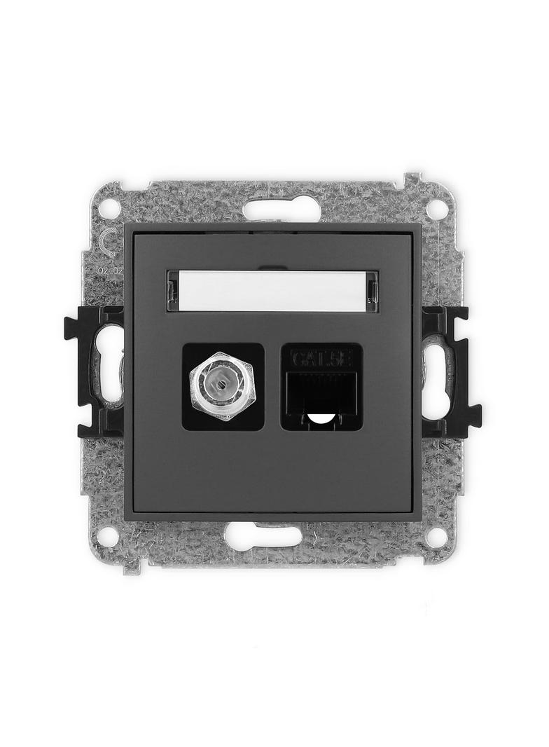 ICON Mechanizm gniazda antenowego poj. typu F (SAT) + gniazda komp. poj. 1xRJ45, kat. 5e, 8-stykowy