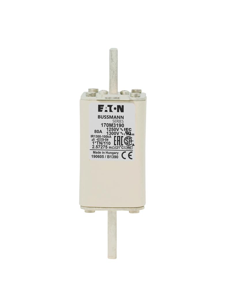 FUSE 80A 1250V 1*TN/110 AR CU Wkładka szybka 80A AC 1250V rozmiar 1 45x58x138 mm aR, 170M3190 EATON