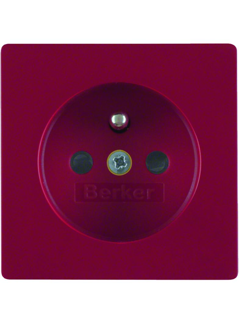 BERKER Q.x Płytka czołowa z przysłonami styków do gniazda z uziemieniem do obwodów specjalnych czerw